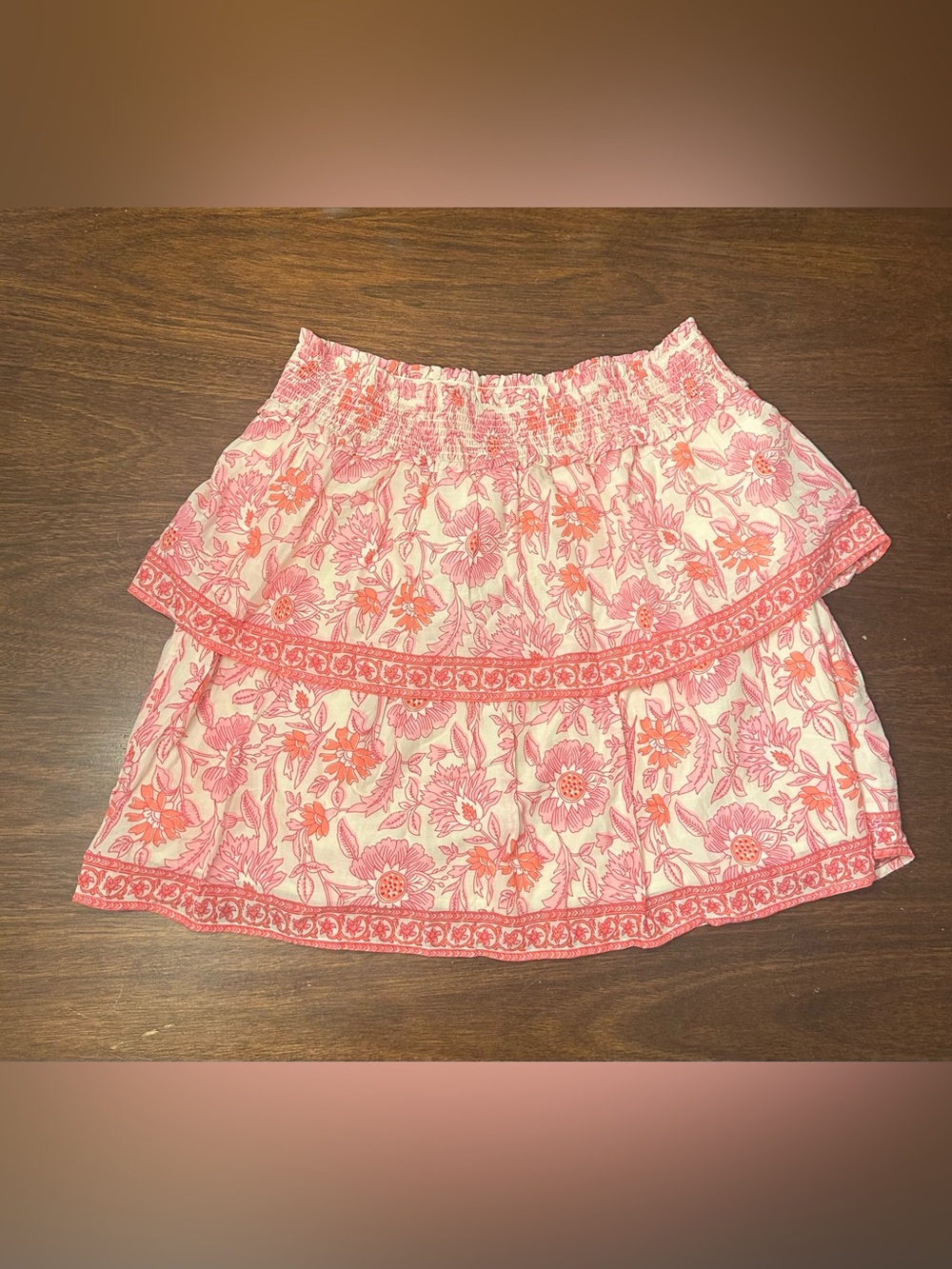 Vineyard Vines Pink & Coral Floral Tiered Mini Skirt